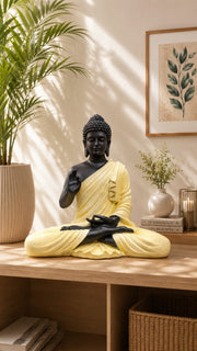 Serene Buddha Meditation Statue – Black & Gold (Large)